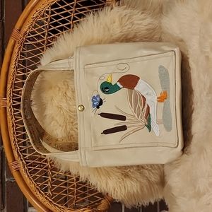 NWT Vintage Embroidered Mallard Duck Leather Purse